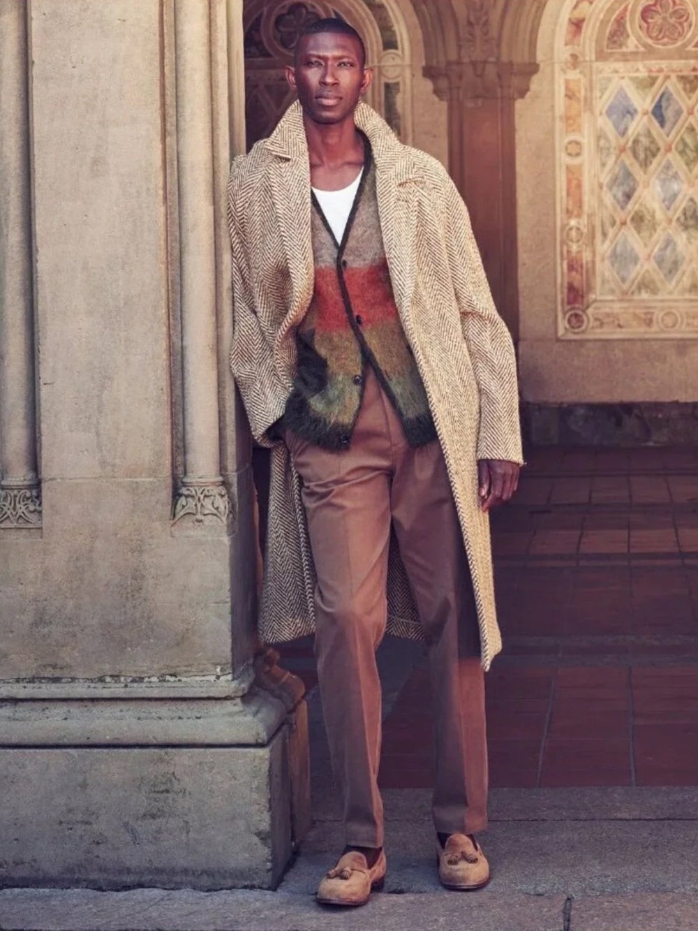 Todd Snyder Men’s Size M Herringbone Wool Blend Topcoat Light Brown $1498